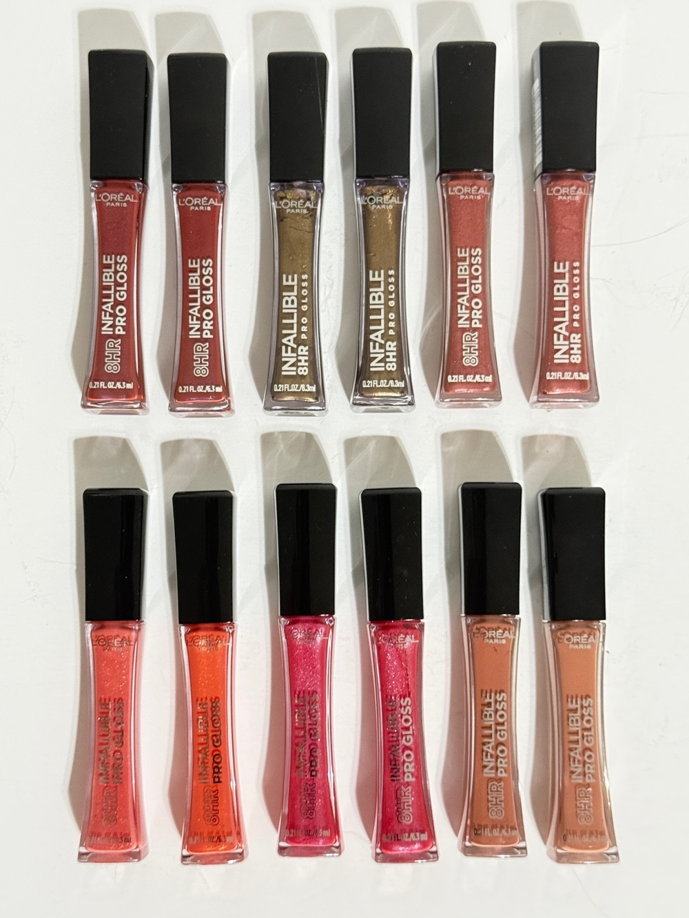 L’Oréal Infallible Pro Gloss Lip Gloss - Assorted Pink & Nude Shades lot of 12